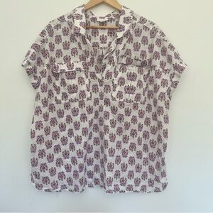 J. Jill Purple Floral Button Down Shirt